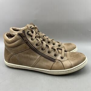 Taos Union High Top Casual Shoes Women Size 9.5 Brown Leather Side Zip Sneakers